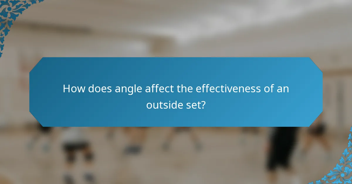 How does angle affect the effectiveness of an outside set?